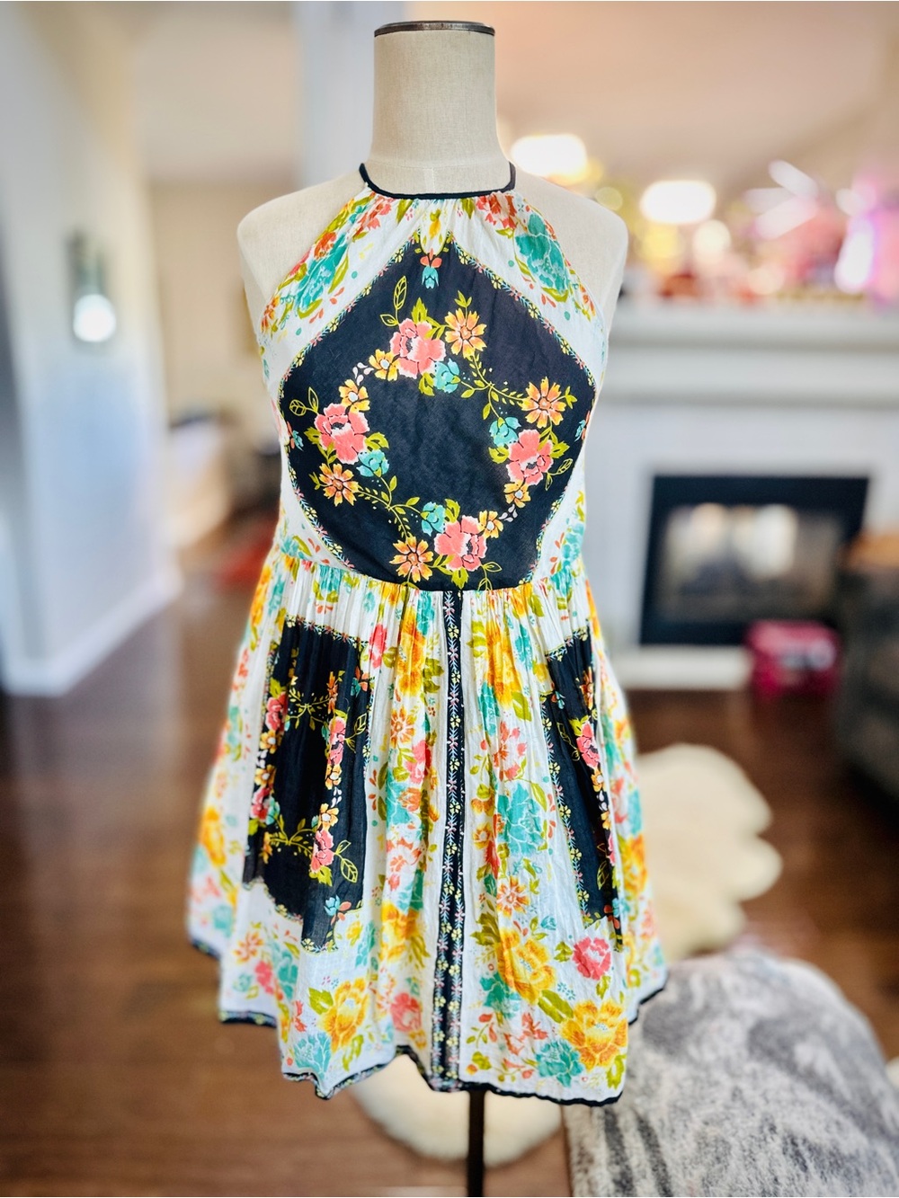 Ecote Boho Floral Halter Mini Dress